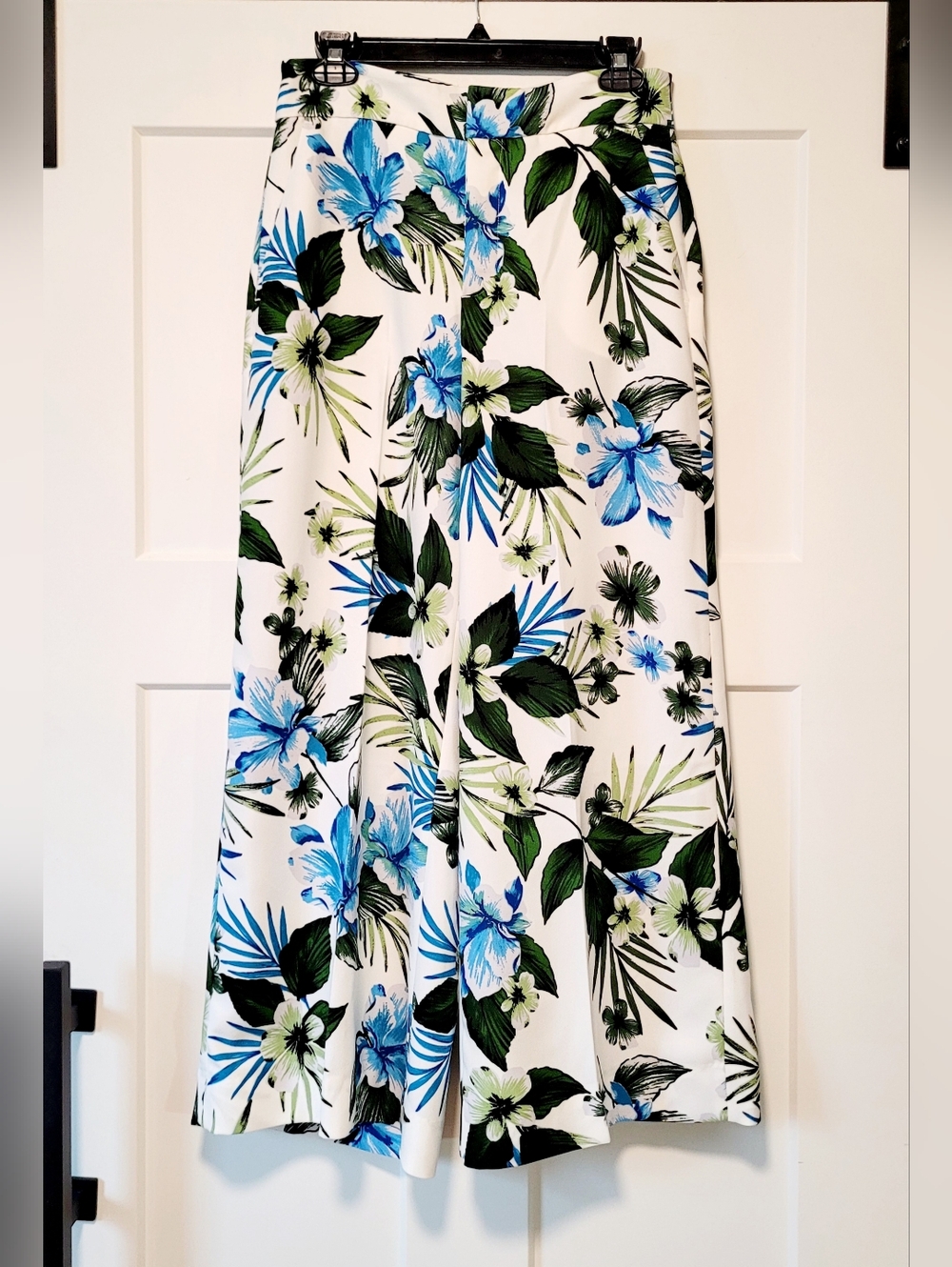 Banana Republic Women's Taylored Wide-Leg Pant Sz 6 Blue White Tropical Floral